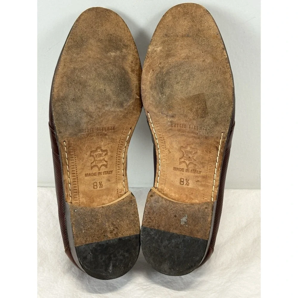 Vtg Martin Dingman Leather Penny Loafers Shoes 8.5 Men's Brown Textured Lizard?